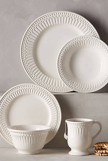 Ceres Dinner Plate Entertaining House, Anthropologie Home, White Dinnerware, Keramik Design, White Dishes, Kitchen Collection, Side Plates, Dinner Sets, Kitchen Items