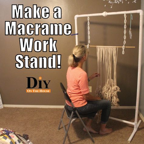 Diy Macrame Stand, Macrame Station Ideas, How To Set Up Macrame Work Space, Macrame Stands, Diy Macrame Work Stand, Macrame Storage Ideas, Macrame Work Station Setup, Macrame Work Stand, Macrame Stand Diy