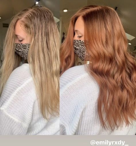 Blond To Auburn Hair, Red Tint Blonde Hair, Blonde To Cooper Before And After, Natural Red Hair With Shadow Root, Natural Blonde To Red Hair, Blonde To Redhead, Hair Color Ginger Blonde, From Blonde To Auburn Hair, Light Ginger Hair Copper Natural Red