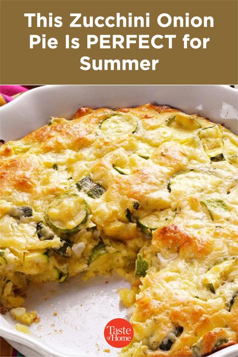 Quiche, Zucchini Onion Pie Recipe, Zucchini Onion Pie, Zucchini Dishes, Zucchini Casserole Recipes, Easy Casserole Dishes, Easy Zucchini Recipes, Onion Pie, Quiche Recipes Easy