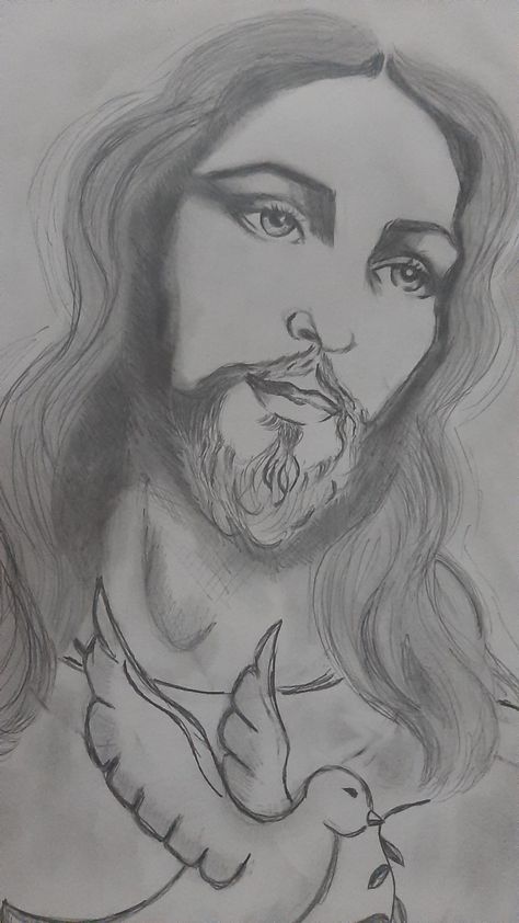 How To Draw God, Jesus Sketch Pencil Easy, How To Draw Jesus, Christian Drawings Pencil, Jesus Face Drawing, Jesus Pencil Drawing, Jesus Drawing Easy, Biblical Art Drawings, Jesus Drawings Sketches