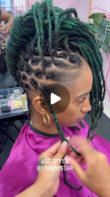 Natural Dreadlocks Styles, Fishtail Loc Styles, Rope Twist Locs, Twist Loc Styles, Nappstar Nyc, Updo Loc Styles, Loc Updos For Women, Braided Loc Updo, Loc Retwist Styles For Women