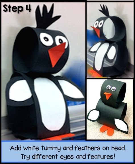 3D Penguin Craft Tutorial and Stand UPs 3d Penguin, Crafts Spring, Teaching Crafts, Penguin Crafts, Penguin Craft, Sharpie Crafts, Crafts For Teens To Make, Winter Classroom, Penguin Art