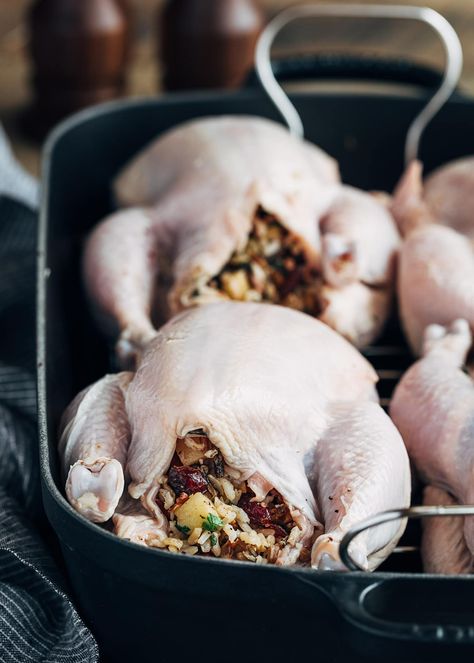 Xmas Dinner Recipes, Apple Cider Glaze, Cornish Hen Recipe, Rice Stuffing, Cornish Hens, Christmas Food Dinner, Wild Rice, Poultry Recipes, Holiday Cooking