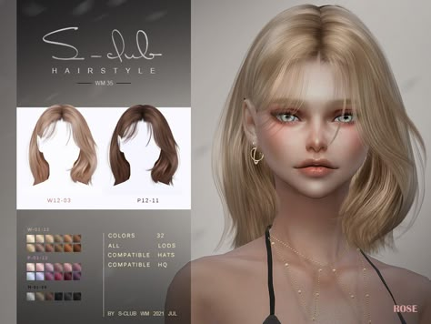 Natural mi long hair for sims(ROSE) by S-CLub Sims 4 Mid Length Hair, Realist Sims 4 Cc, Sims 4 Cc Hair Female Long Curly, The Sims 4 Cc Hair Girl, Mi Long Hair, Sims 4 Cc Hair Female Long, Alpha Hair Sims 4, Sims 4 Hair Alpha, Sims 4 Hairstyles