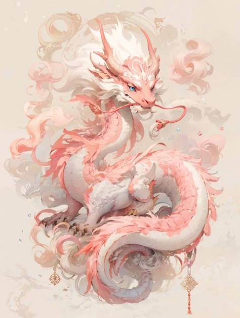 Eastern Dragon, Yin Yang Tattoos, Dragon Artwork Fantasy, Pink Dragon, Dragon Illustration, Dragon Pictures, White Dragon, Fantasy Creatures Art, Dragon Artwork