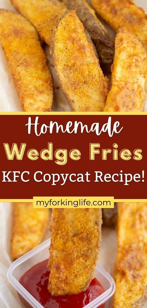 Crispy Wedge Fries, Homemade Oven Fries Potato Wedges, Crispy Air Fried Potato Wedges, Pototato Wedges Recipe, Copycat Kfc Fries, French Fries Wedges, Homemade Potato Wedges Air Fryer, Baked Potato Wedges In Air Fryer, Fried Potato Wedges Recipe Deep