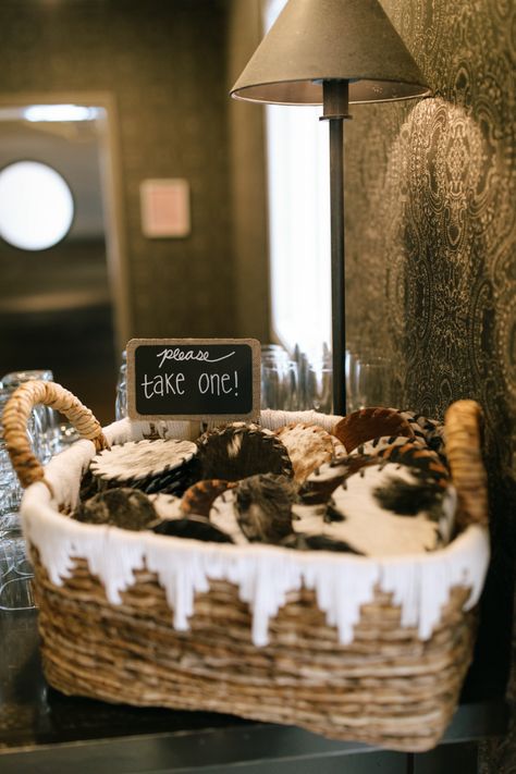 Cowhide coaster wedding party favors Wedding Favors Western, Western Wedding After Party, Western Wedding Party Favors, Western Wedding Favors For Guests, Western Wedding Ideas On A Budget, Classic Western Wedding, Western Bungalow, Cow Print Wedding, Black And White Western Wedding