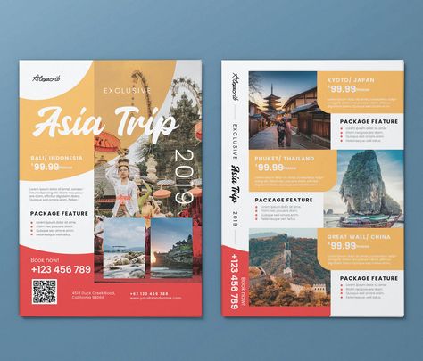 Travel Magazine Design, Travel Brochure Design, Travel Flyer, Brochure Design Creative, Travel Poster Design, Tourism Poster, Psd Flyer, Leaflet Design, Travel Brochure