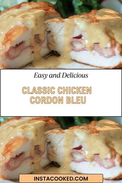 Classic Chicken Cordon Bleu Recipe | Delicious and Easy Chicken Cordon Bleu Sauce Recipe, Chicken Deburgo Recipe, Crock Pot Chicken Cordon Bleu Recipes, Chicken Cordon Bleu Recipes, Chicken Cordon Bleu Easy, Best Chicken Cordon Bleu Recipe, Cordon Bleu Sauce, Chicken Cordon Bleu Sauce, Baked Chicken Cordon Bleu