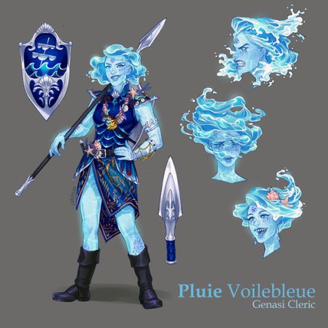 Water Elemental Female, Triton Bard, Feywild Creatures, Water Character Design, Water Character, Water Genasi, D D Character Ideas, Character Design Challenge, Dnd Races