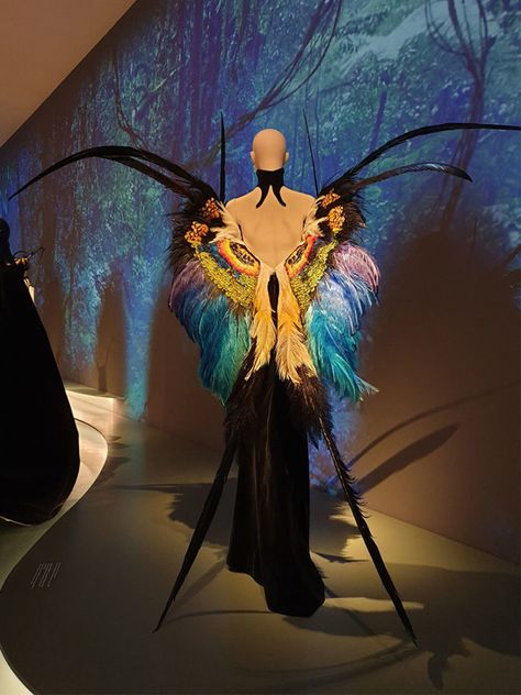 The butterfly dress by Thierry Mugler at an exhibition in Munich Mugler Butterfly, Mr Pearl, Advanced Higher Art, Cruella Costume, Fashion Exhibition, Exhibition Room, New York Outfits, Gothic Cathedrals, Fashion Courses