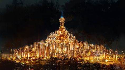 El Dorado by GolpeArt.deviantart.com Fictional Places, Two Steps From Hell, Lost City Of Gold, Gold City, Creator Of The Universe, Golden City, Fantasy Images, Fantasy City, Fantasy Castle