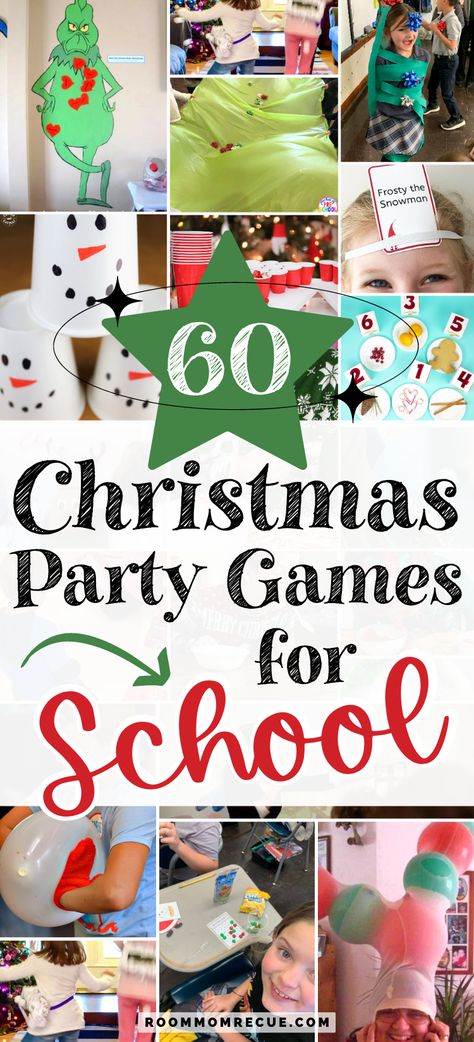 Class Holiday Party Ideas Kindergarten, Cheap Christmas Games For Kids, Kid Xmas Party Games, Winter Theme School Party, Christmas Party Ideas For 5th Graders, Classroom Christmas Party Games 1st Grade, Classroom Games For Christmas Party, Classroom Christmas Party Rotations, Holiday Party School Ideas