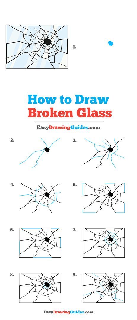 Learn to draw broken glass. This step-by-step tutorial makes it easy. Kids and beginners alike can now draw a great broken glass. Mirror Shattered Drawing, Cracked Mirror Drawing, How To Draw Cracks, Shattered Mirror Drawing, How To Draw Glasses, Glass Drawing, Shattered Mirror, Mirror Drawings, Drawing Instructions