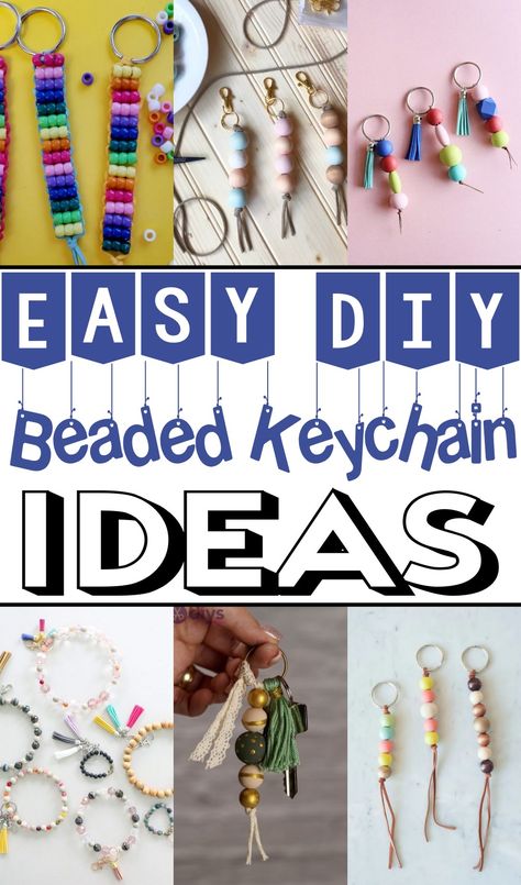 DIY Beaded Keychain Ideas Bangle Keychain Diy, Diy Keychain Ideas Cricut, Bead Key Chains Diy, Beaded Keychain Diy Tutorials, How To Make A Keychain With Beads, Keychain Diy Ideas, Diy Bead Keychain, Bead Keychain Ideas, Diy Keychains To Sell