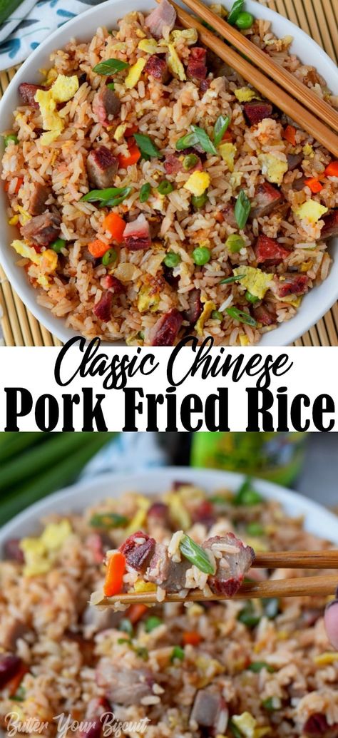 Chinese Pork Fried Rice, Biscuit Butter, Pork Fried Rice Recipe, Rice Pork, Types Of Rice, Dinner Pork, Fried Rice Recipe Easy, Chinese Bbq Pork, Homemade Chinese Food