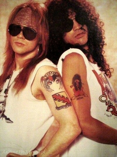 Slash and Axl Axl Rose Slash, Saul Hudson, Duff Mckagan, Axl Rose, Moustaches, I'm With The Band, Mötley Crüe, Rock Legends, Stevie Nicks