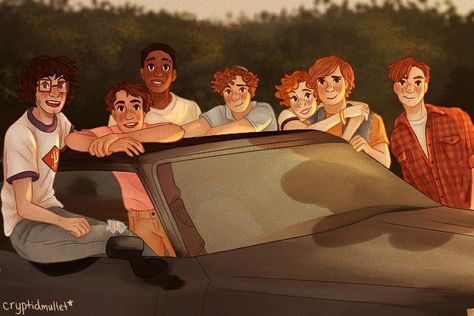 emilie (she/they) on Instagram: “the boys (and girl) of summer ✨🌿 • • • • so this one was kinda wild at first i loved it then hated it and almost scrapped it mid color then…” It Bowers Gang, Bowers Gang Fanart, Gang Fanart, Pennywise Film, Pride Movie, Bowers Gang, It Miniseries, Scary Clown Movie, Derry City