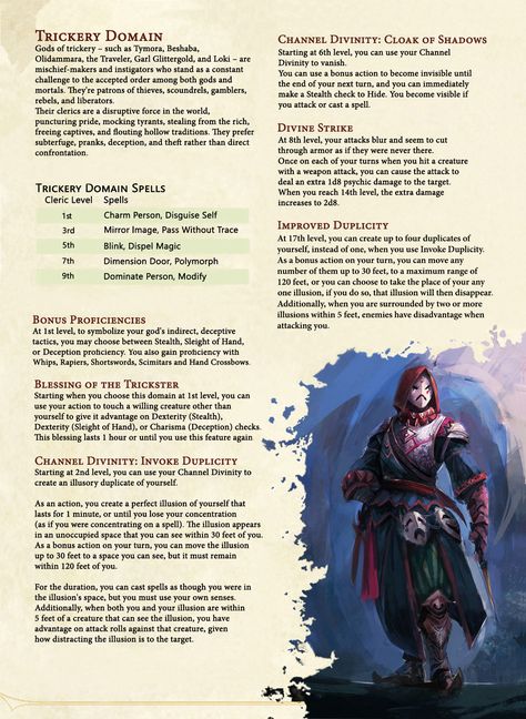 Cleric Trickery Domain 5th (Revised) Cleric Trickery Domain, Dnd 5e Homebrew Cleric Domain, Dnd Cleric Domain, Trickery Cleric Dnd, Trickery Domain Cleric, Dnd Backstory Ideas, Archetype Tattoo, Dnd Backstory, Trickery Cleric