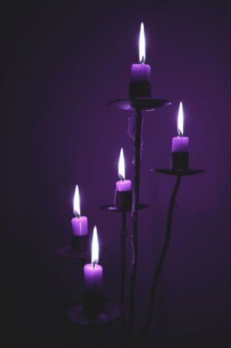 Purple candles | Witch aesthetic Candles In The Dark, Purple Lighting, Purple Candles, Witch Candles, Purple Vibe, Dark Purple Aesthetic, Candle Aesthetic, Purple Reign, Purple Love