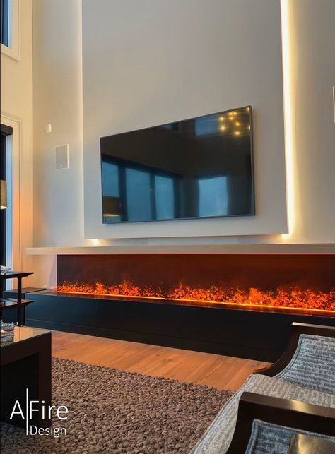 Private place residence electric fireplace running on water vapor Water Vapor Fireplace, Tv Camino, Vapor Fireplace, Design Camino, Tv Fireplace, Modern Electric Fireplace, Feature Wall Living Room, Water Vapor, Fireplace Set