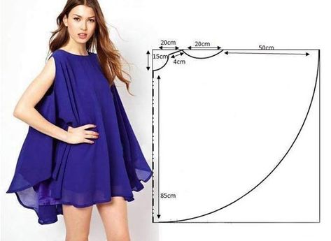 Very simple trapeze dress ( free pattern) Projek Menjahit, Dress Patterns Diy, Girls Dress Sewing Patterns, Sewing Clothes Women, Dress Patterns Free, Stil Boho, Girl Dress Patterns, Circle Dress, Blouse Pattern Sewing