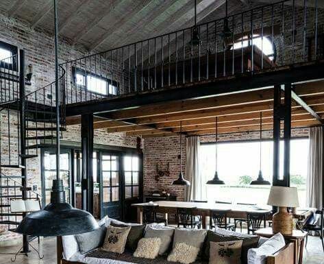 barndominium Barndominium Interior, Brick Interior Wall, Casa Loft, Interior Minimalista, 아파트 인테리어, Wood Structure, Barn Style House, Modern Loft, Metal Building Homes