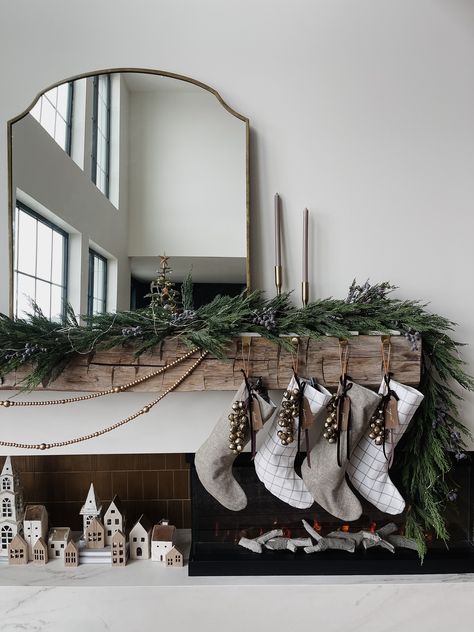 Bonnie Ryan, Garland On Mantle, Cypress Garland, French Country Christmas Decor, Xmas Fireplace, Christmas Tree Inspo, French Country Christmas, Holiday Mantle, Christmas Bling