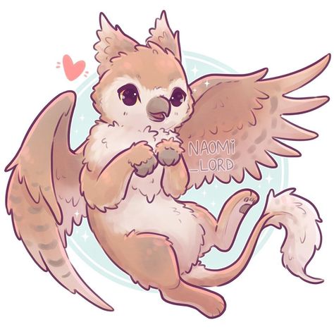 Griffin Drawing, Naomi Lord Art, Naomi Lord, Magical Creature, Cute Kawaii Animals, Mythical Animal, Cute Fantasy Creatures, Cute Animal Drawings Kawaii, Creature Drawings