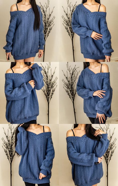 Hogwarts Crochet Patterns Free, Cute Crochet Clothes Free Pattern, Crochet Sweater Woman, Knitting Clothes For Women, Over Sized Crochet Sweater, Crochet Over Sized Sweater Free Pattern, Free Crochet Patterns For Clothes, Crochet Outfit Inspiration, Light Weight Crochet Patterns