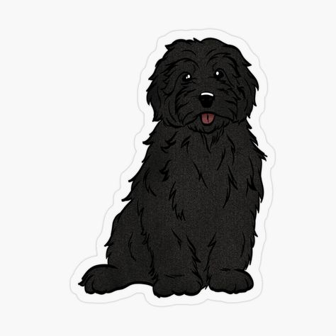 Black Poodle Drawing, Labradoodle Illustration, Animal Widgets, Dogs Tattoos, Goldendoodle Art, Black Labradoodle, White Doodle, Doodle Sticker, Pet Vet