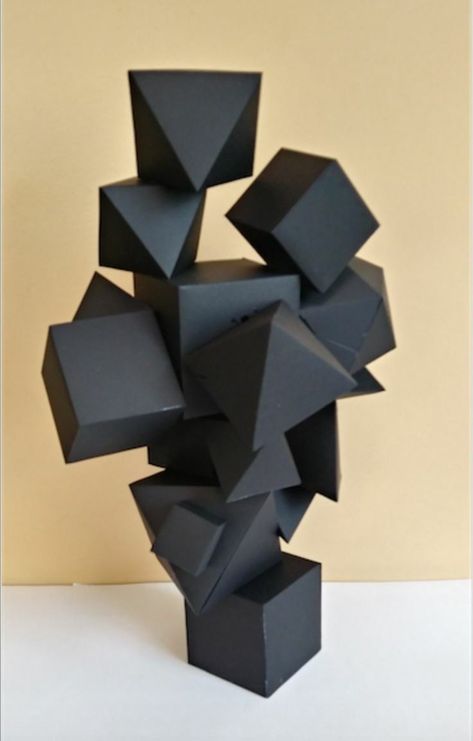 Geometric Sculpture Architecture, Form In Art, 3d Geometric Shapes, Geometric Origami, 8th Grade Art, Platonic Solid, Geometric Shapes Art, Geometric Sculpture, Creation Art