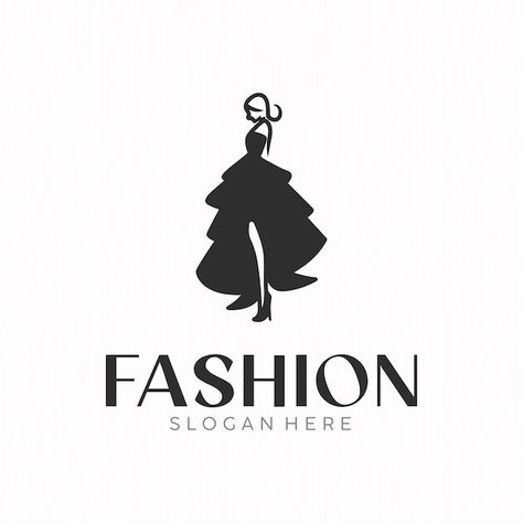 Vector simple fashion business logo illu... | Premium Vector #Freepik #vector #boutique #dress-sketch #dresses #clothes-shop Fashion Stylist Logo, Fashion Slogans, Stylist Logo, Dress Logo, Dress Sketch, Boutique Dress, Stationery Templates, Business Card Maker, Flyer Maker