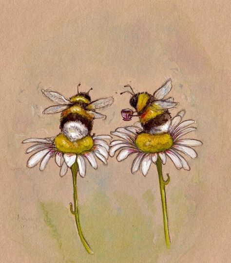 Country Illustration, Bee Drawing, Bee Tattoo, A Good Friend, Bee Art, Much Needed, Watercolor Animals, Doodle Drawings, Cup Of Tea