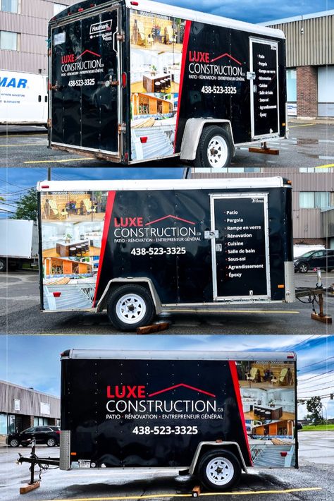 Trailer Wrap Design, Truck Wraps Graphics, Construction Trailer, Trailer Wrap, Company Banner, Work Trailer, Enclosed Trailer, Enclosed Trailers, Vehicle Wrap