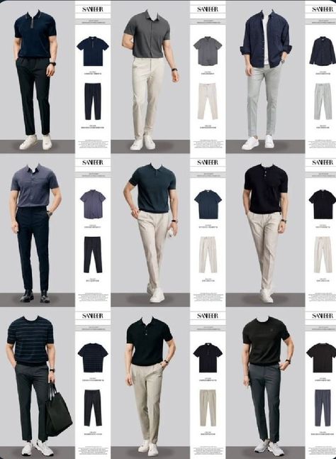 Office Casual Men Work Outfits, Formal Color Combinations For Men, Semi Professional Outfit Men, Formal Wardrobe For Men, Types Of Outfits Style Men, Formal For Men Outfits, Men Essentials Wardrobe, Work Outfits Men Casual, Men Casual Work Outfit