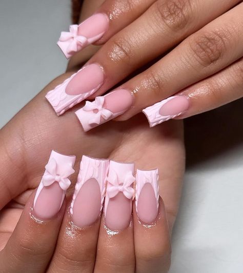 Bow Nails, Nagel Tips, Girly Acrylic Nails, Unique Acrylic Nails, Acrylic Nails Coffin Short, Short Acrylic Nails Designs, Pink Acrylic Nails, Square Acrylic Nails, Fire Nails