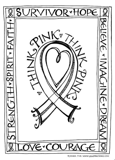 Zenspirations - BLOG - Think Pink! Free Downloadable Coloring Pages! Pink, Colouring Pages, Pink Coloring, Think Pink, Pink Ribbon, Coloring Pages, Ribbon, Signs, Color