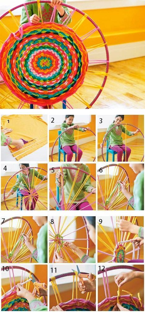 Karpet Perca, Hula Hoop Rug, Old Bed Sheets, Rug Diy, Hantverk Diy, Rope Rug, Art Time, Diy Bricolage, Finger Knitting