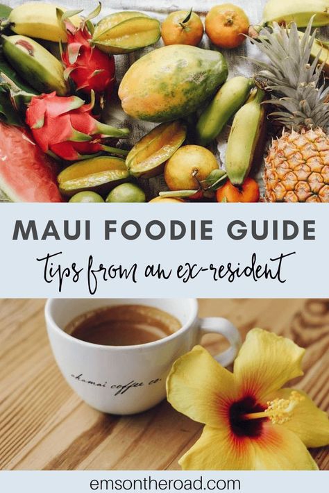 Find out what and where to eat in Maui with this guide written by an ex-resident. Maui Foodie Guide | Maui Restaurants | Maui Farmers Markets #traveldestinations #Hawaii Best Food In Maui, Hawaii Ideas, Maui Honeymoon, Maui Food, Maui Restaurants, Maui Wowie, Maui Hawaii Vacation, Hawaii Things To Do, Travel Hawaii