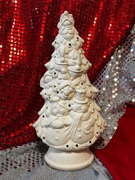 "handmade ceramic bisque 14\" x 6\"" Christmas Tree With Snow, Fir Christmas Tree, Tree Base, Diy Tree, Snowman Christmas Tree, Ceramic Bisque, Diy Christmas Tree, Tree Decor, Diy Handmade