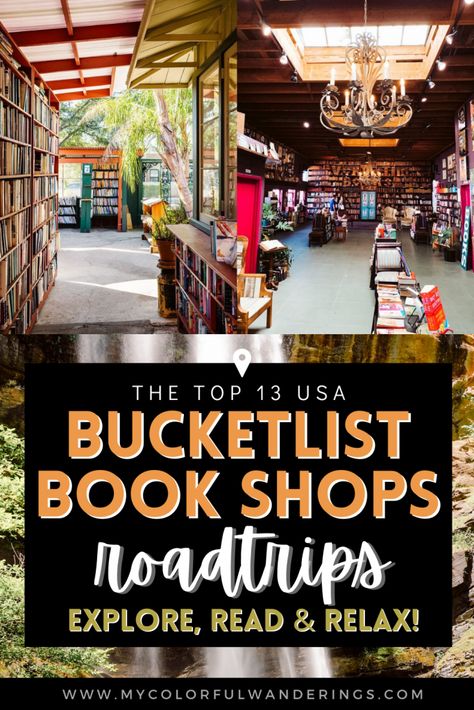 If you're an introvert or just looking for your next reading list - try visiting one of these beautiful bookstores across the USA. Some are famous bookstores in the USA and some are hidden gems, but no matter what - all will inspire you to read something great! Booksellers, bookstores you have to see before you die, famous bookshops of the USA, reading aesthetic, bookworms, book lovers, autumn reading list, USA Bucket list, USA road trips Bucket List Usa, Beautiful Bookstores, Usa Road Trips, Autumn Reading, Toccoa Falls, Book Shops, Literary Travel, Usa Bucket List, Reading Aesthetic