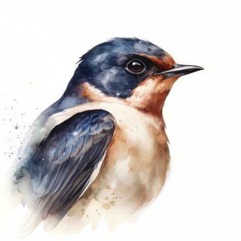 Watercolor Swallow, Bird Digital Art, Barn Swallow, Bird Watercolor, Swallow Bird, Art Watercolor Painting, World Of Art, Water Colors, Swallows