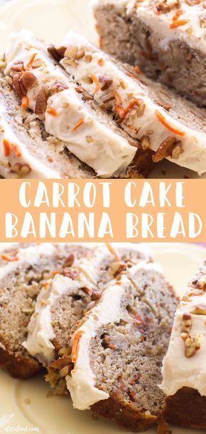 Banana Bread Recipe With Cream Cheese, Banana Bread With Cream Cheese, Carrot Cake Banana Bread, Cake Banana Bread, Carrot Banana Cake, Cake Banana, Easy Carrot Cake, Banana Bread Recipe, Carrot Recipes