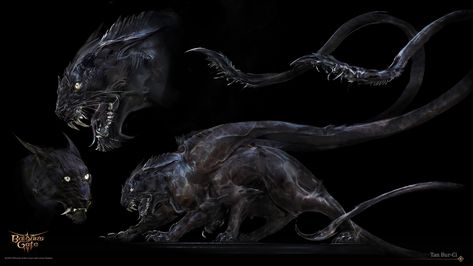 Magical Creatures Mythology, Displacer Beast, Fantastic Beasts Creatures, Fantastical Creatures, Black Beast, Dark Creatures, Baldur's Gate 3, Fantasy Beasts, Alien Concept Art