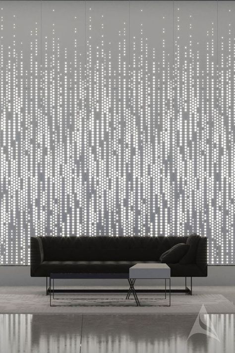 Perforated Metal Panel, Metal Wall Panel, Cladding Design, Sound Panel, Torsion Spring, Lobby Design, Perforated Metal, Clinic Design, Lounge Design