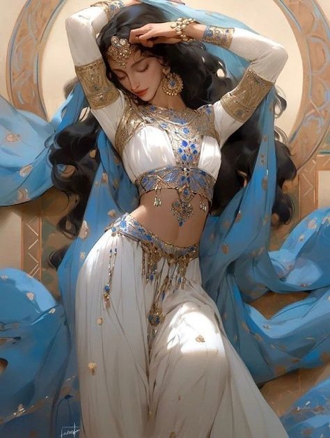 Arabic Princess Art, Arabic Princess Dresses, Jasmine Costume Aesthetic, Arabian Princess Outfit, Arabic Clothes Women, Arabic Princess Aesthetic, Arabian Princess Fantasy Art, Arabian Clothing Woman, Arabian Women Outfits