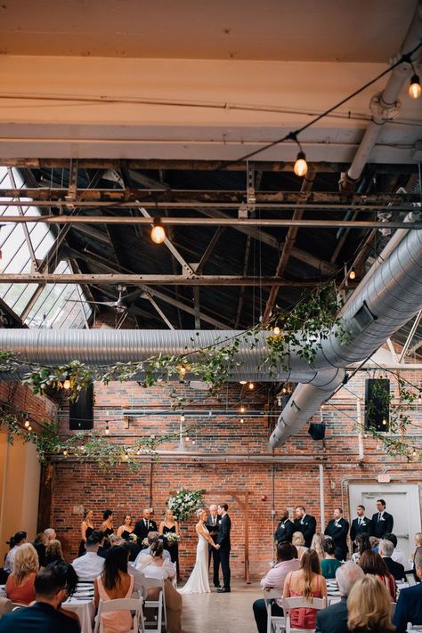 bride and groom at altar at Strongwater venue Columbus Wedding Venues, Industrial Wedding Venues, Love And Happiness, Full Of Love, Columbus Ohio, Industrial Wedding, My Parents, Columbus, Crossfit