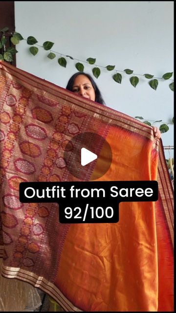 Dress Design Made From Saree, Suit Stitched From Saree, Indian Dresses From Saree, Saree With Dress Design, Frocks From Old Sarees, Mothda Saree Dress, Upcycle Indian Clothes, New Dress From Old Saree, Saree Into Lehenga Designs